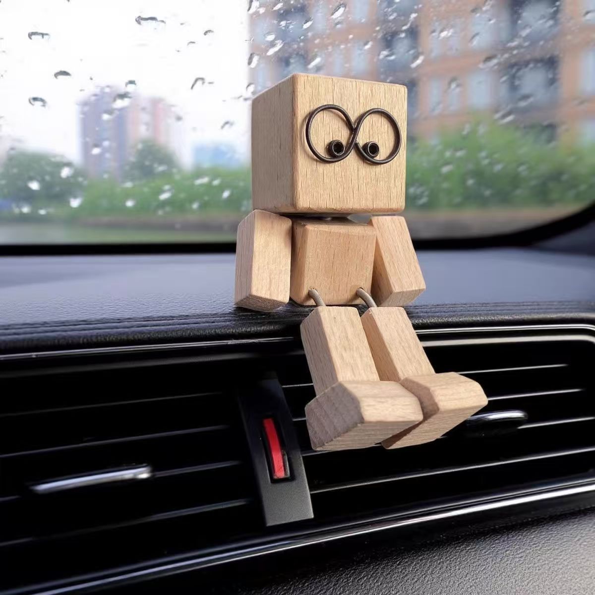 “Tapping Foot” Wooden Statue Car Decorative Ornament