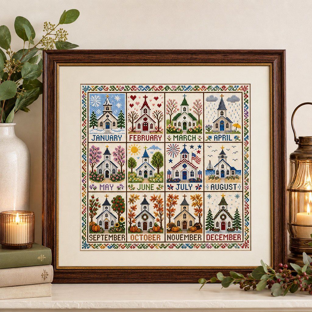 š„LAST DAY48% OFF -š” 12-Month Seasons & Holidays Cross Stitch Kit ā Relaxing DIY Craft Project for Beginners & Craft Lovers