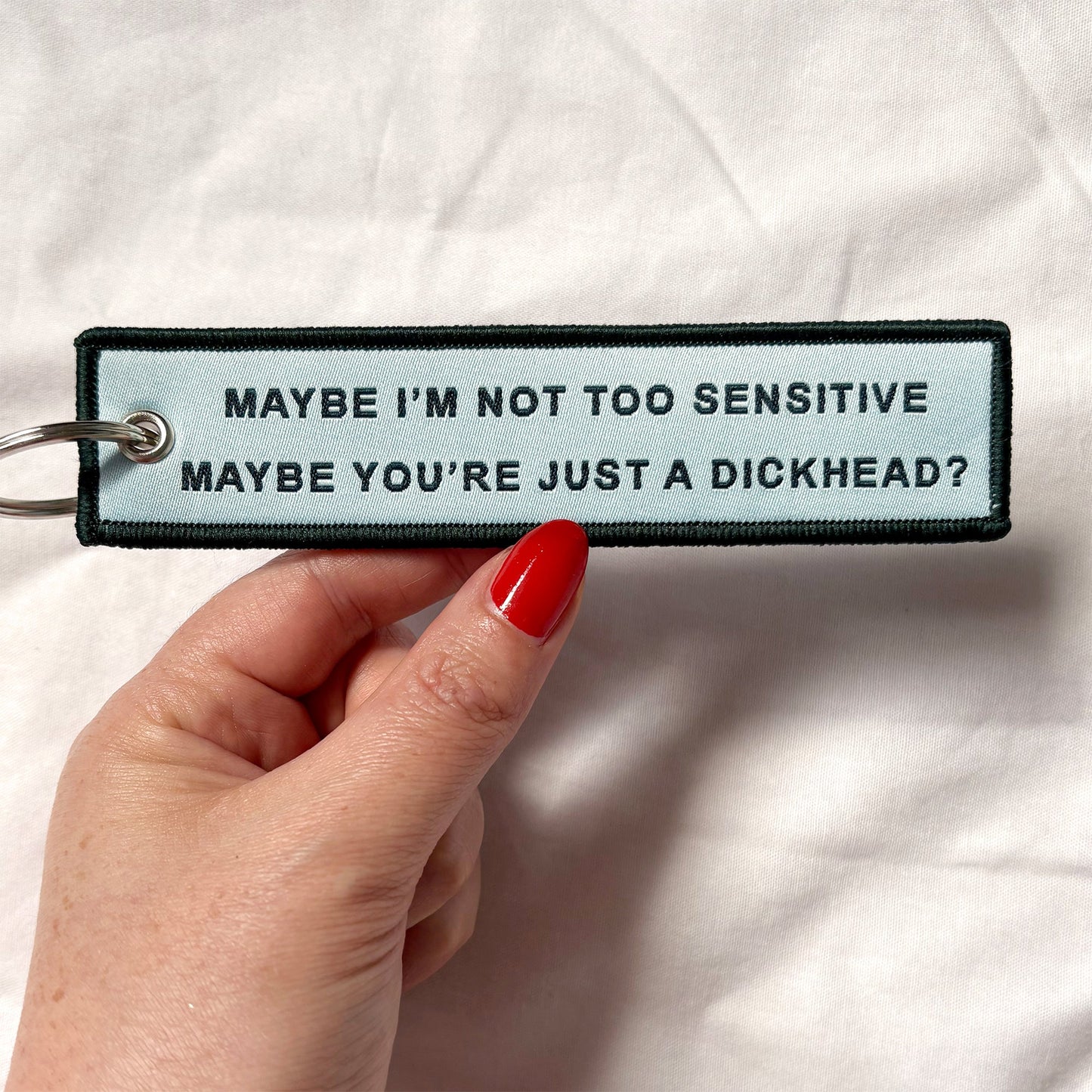 “Maybe I’m Not Too Sensitive” Retro Woven Keychain