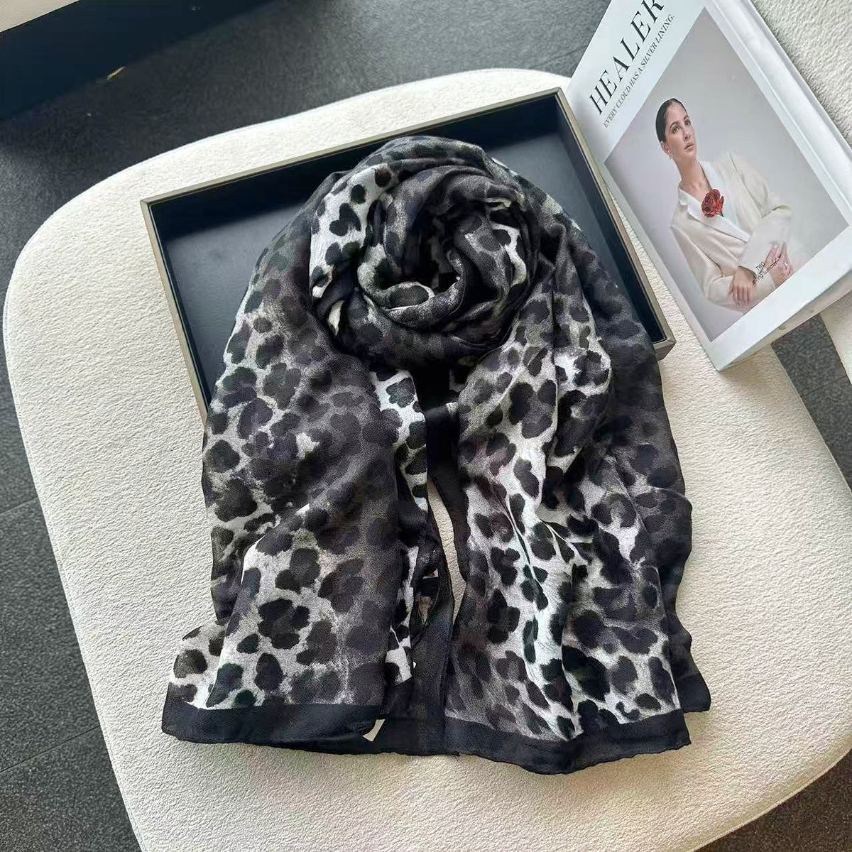 Versatile Lightweight Leopard Print Shawl Scarf