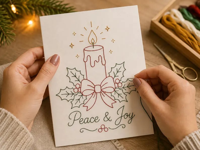 🌲Christmas Hand Embroidery Card DIY Kit | Stitch Your Way Into the Christmas Spirit ✨ 🎁