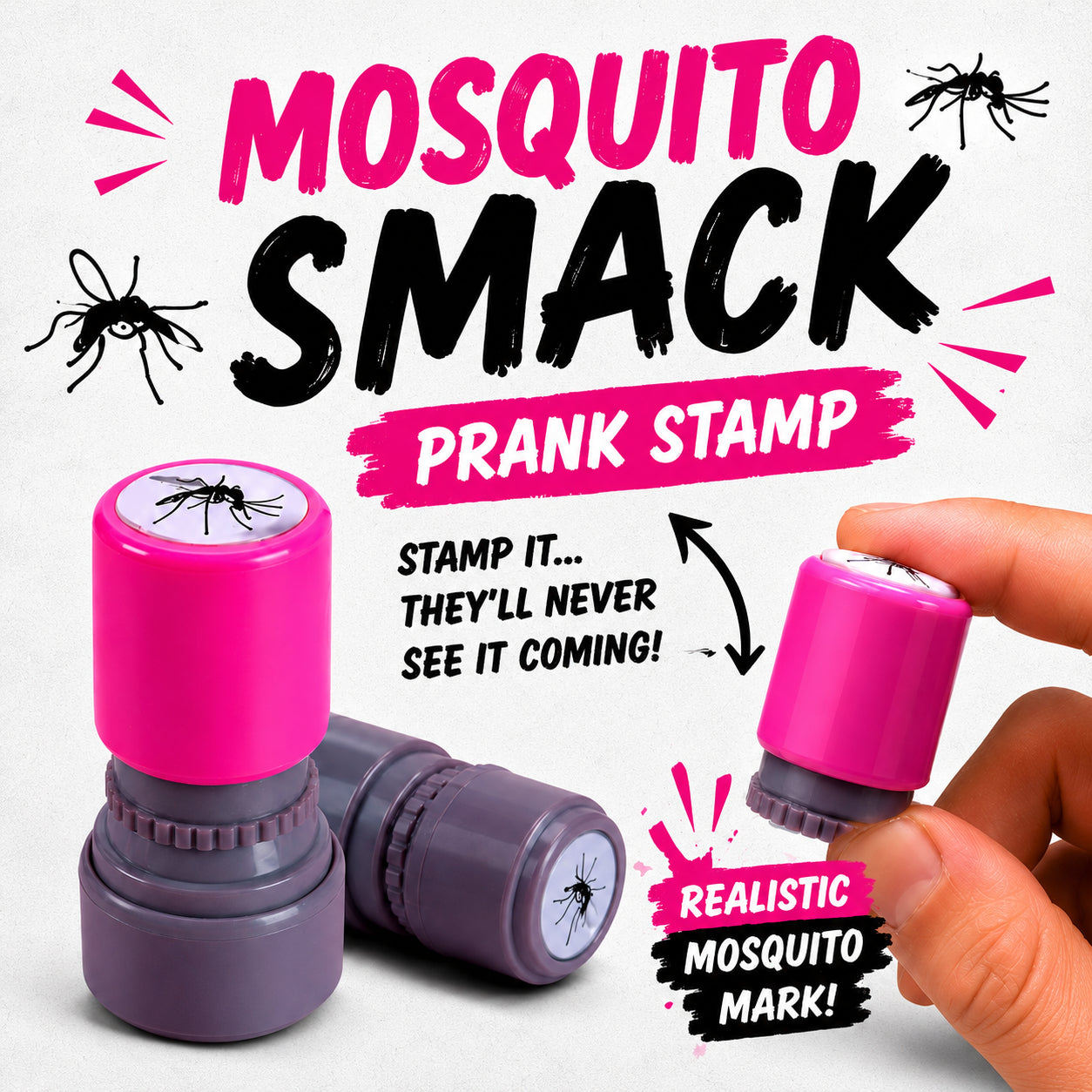 Mosquito Smack Prank Stamp | Realistic Gag Toy for Hilarious Pranks & Summer Fun