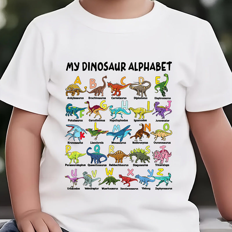 Kids Dinosaur Alphabet Graphic T-Shirt
