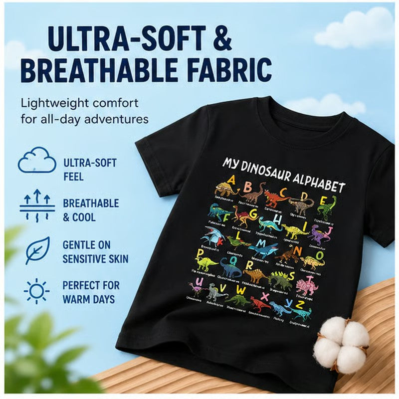 Kids Dinosaur Alphabet Graphic T-Shirt