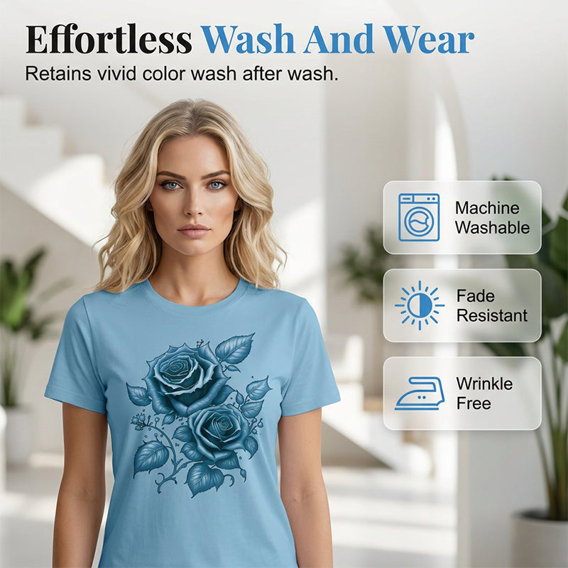 👕😍Elegant women's t-shirt with graphic rose print 🌹