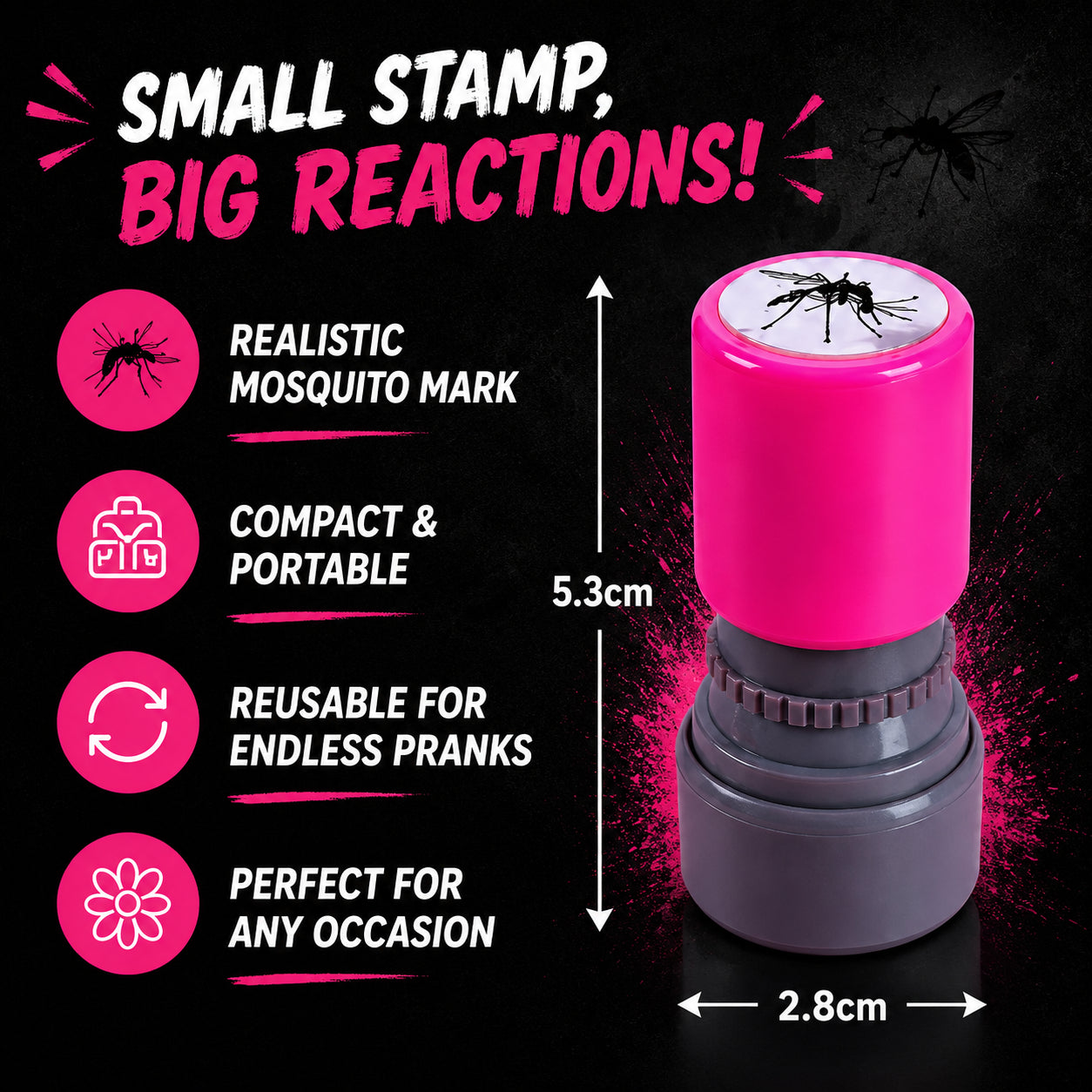 Mosquito Smack Prank Stamp | Realistic Gag Toy for Hilarious Pranks & Summer Fun