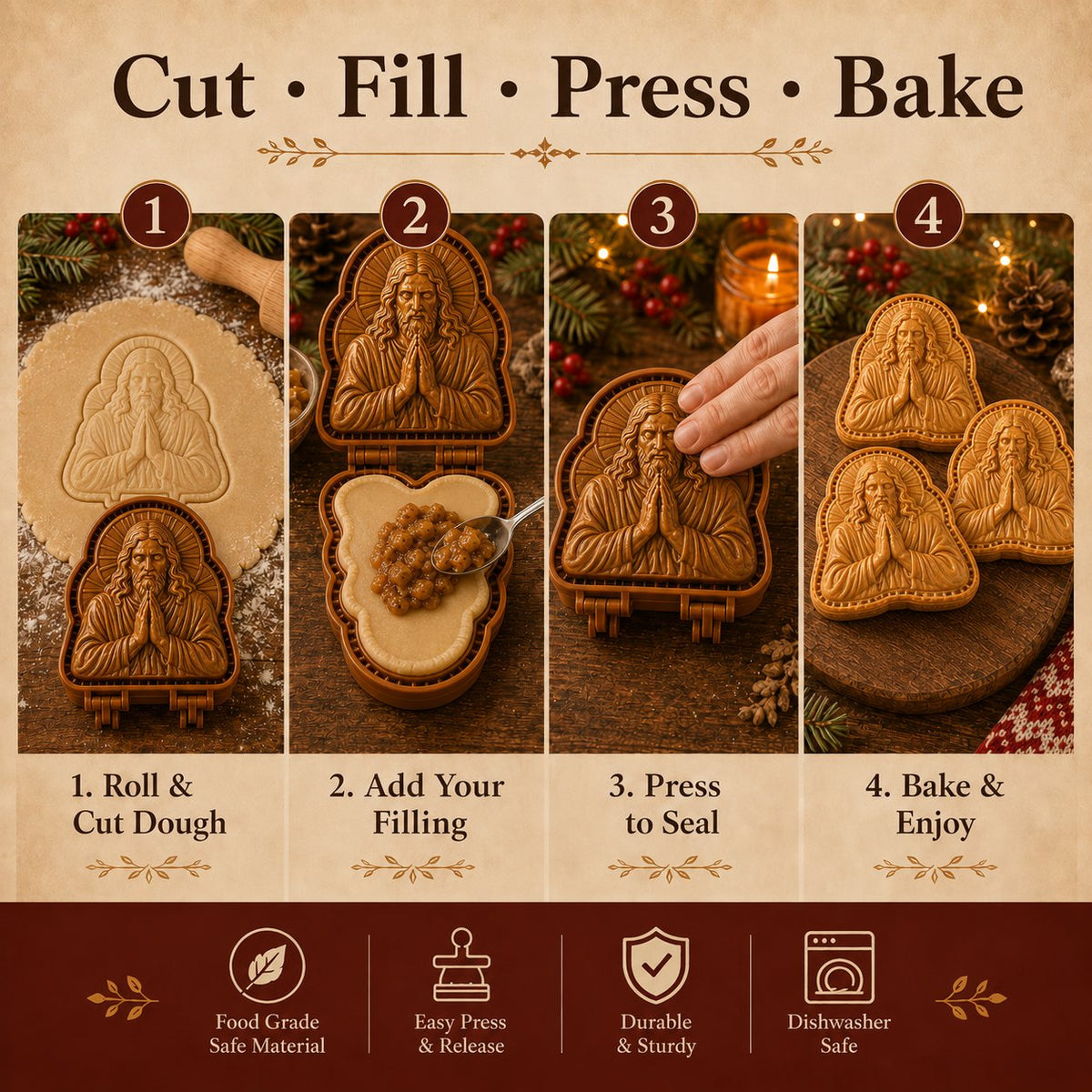 ✝️ Faith & Nativity Christmas Mini Pie Mold Collection