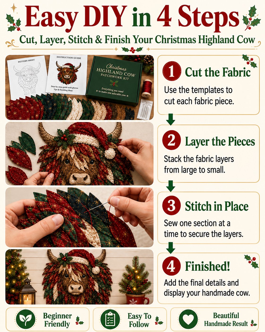 🔥Last Day 49% OFF - 🎄🎅Christmas Woodland Wildlife DIY Patchwork Kit
