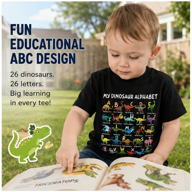 Kids Dinosaur Alphabet Graphic T-Shirt