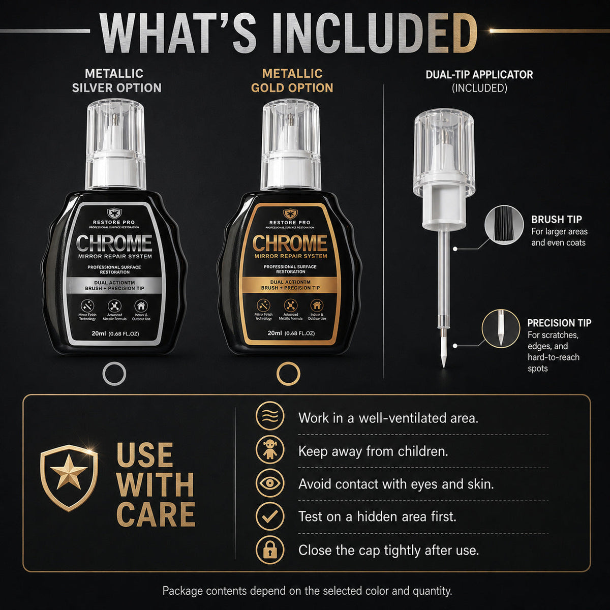 Chrome Repair Touch-Up Pen for Metallic Surfaces, Silver Plating Repair Liquid for Car Wheel Rims and Door Handles