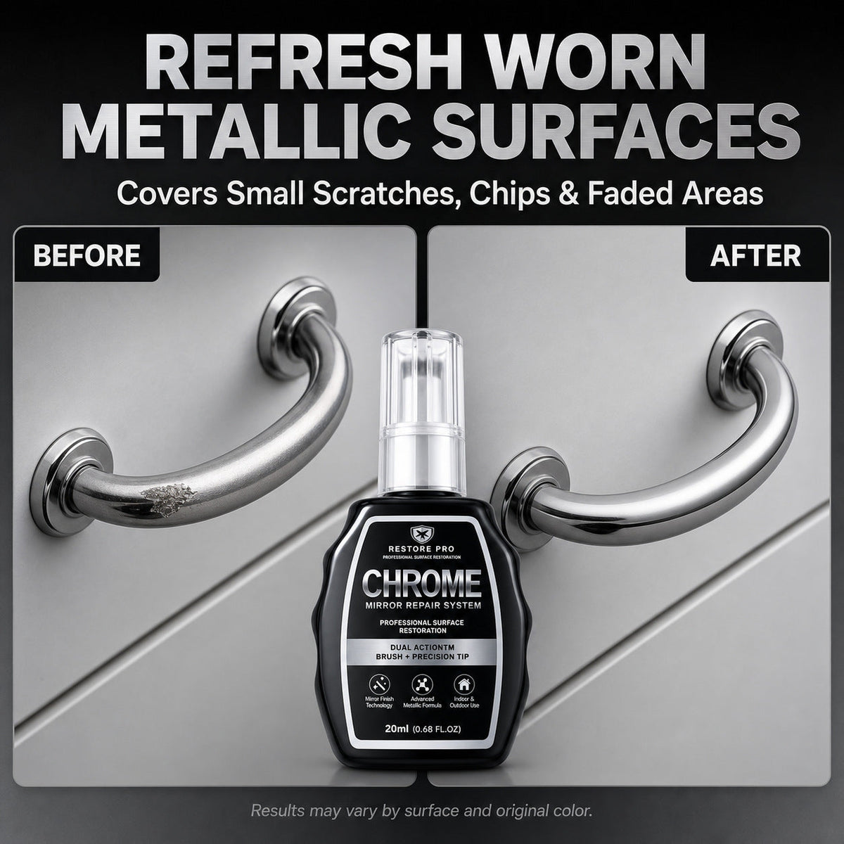 Chrome Repair Touch-Up Pen for Metallic Surfaces, Silver Plating Repair Liquid for Car Wheel Rims and Door Handles