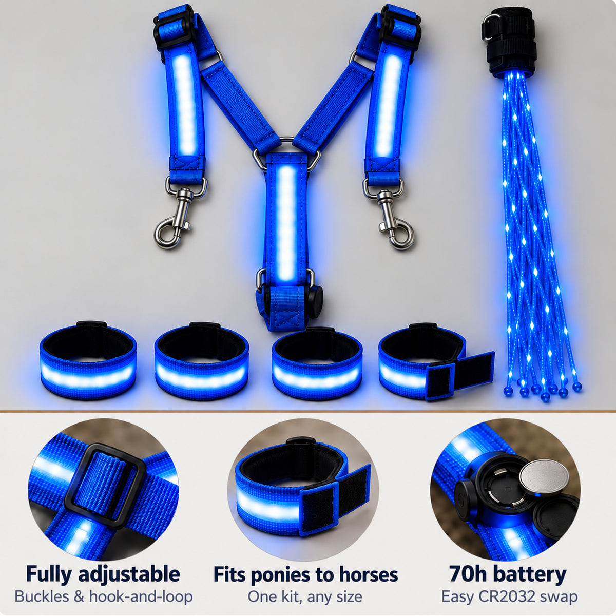 🐎✨ Light-Up Horse Riding Set – Be Seen After Dark on Evening Rides!
