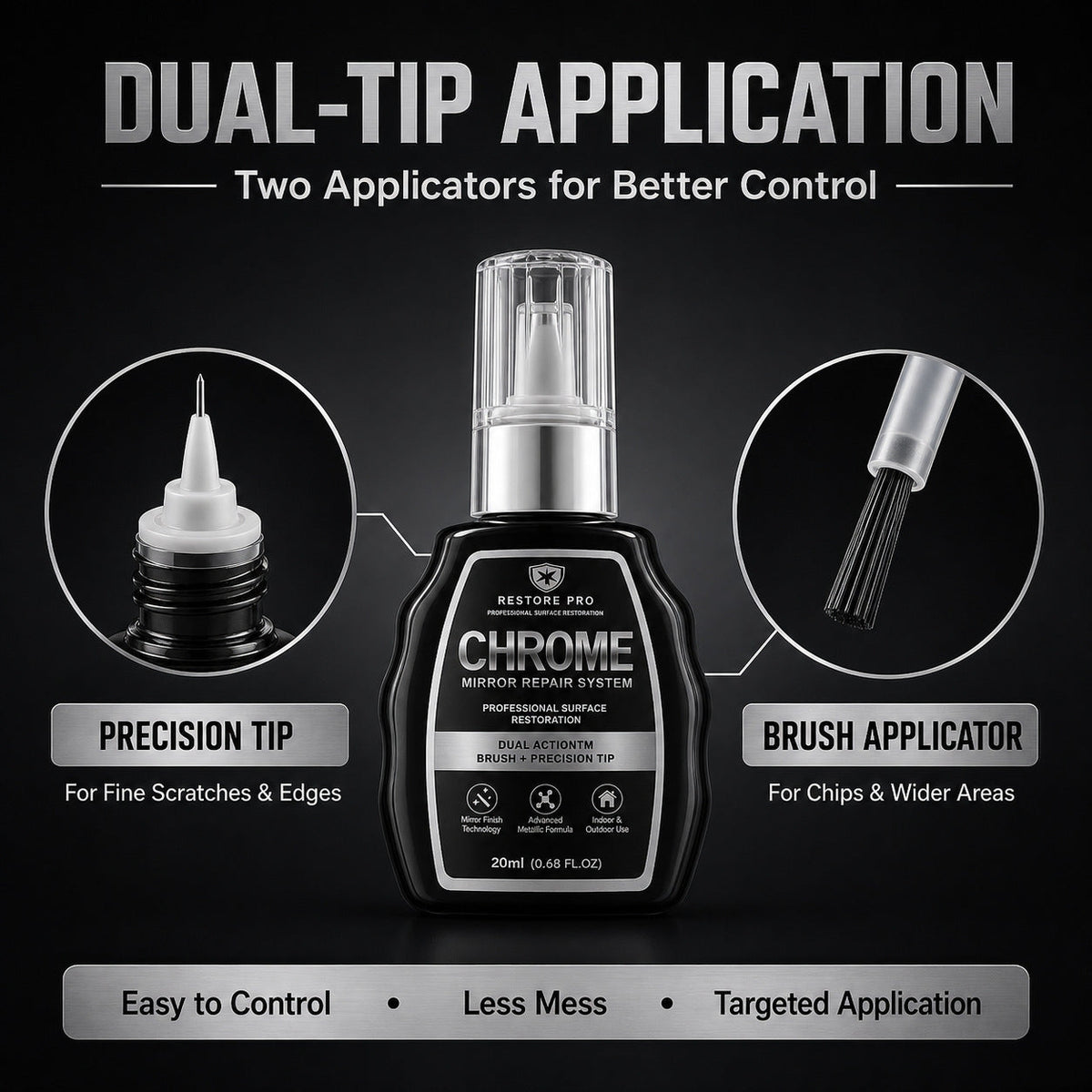 Chrome Repair Touch-Up Pen for Metallic Surfaces, Silver Plating Repair Liquid for Car Wheel Rims and Door Handles