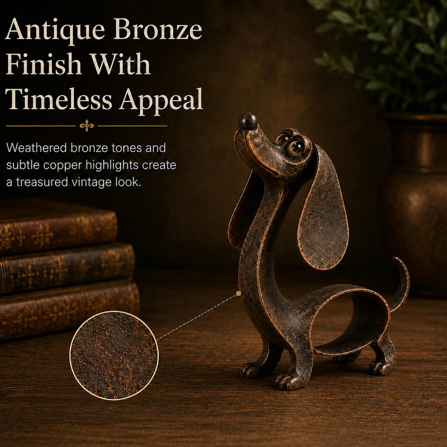 Antique Bronze Dachshund Sculpture