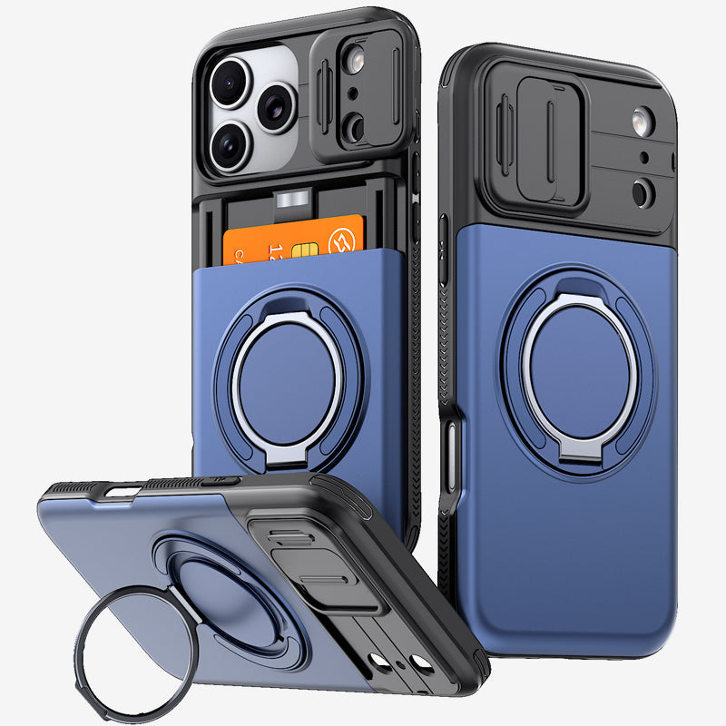 iPhone 18 Pro Case with Card Slot & 360° Ring Stand