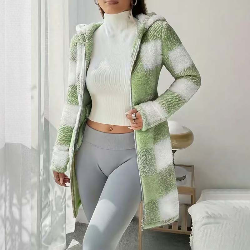 🍂 Classic Plaid, Cozy Long-Line Coverage | Women's Zip-Up Hooded Jacket