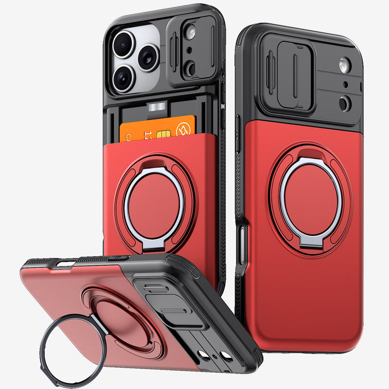 iPhone 18 Pro Case with Card Slot & 360° Ring Stand