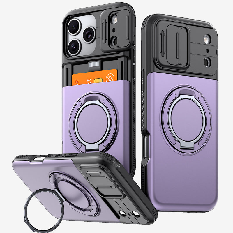 iPhone 18 Pro Case with Card Slot & 360° Ring Stand