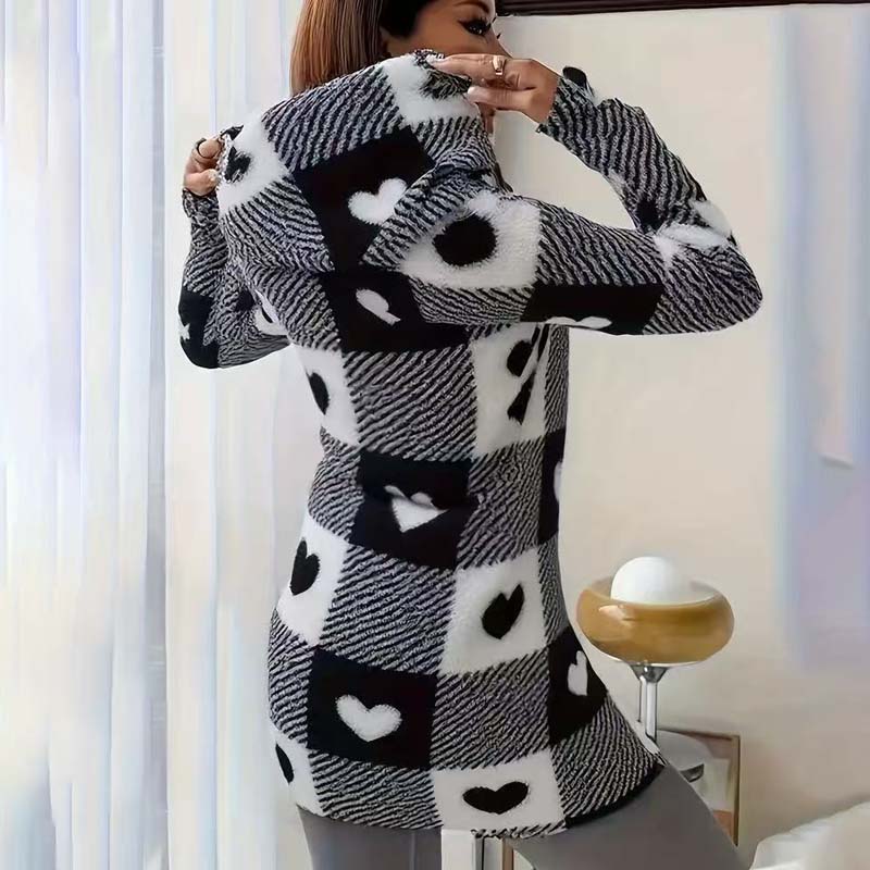 🍂 Classic Plaid, Cozy Long-Line Coverage | Women's Zip-Up Hooded Jacket