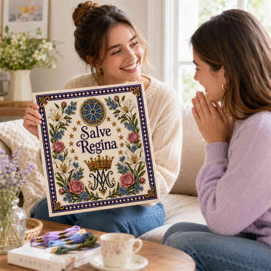 Catholic Religious DIY Cross Stitch Embroidery Kit Vintage Floral Faith