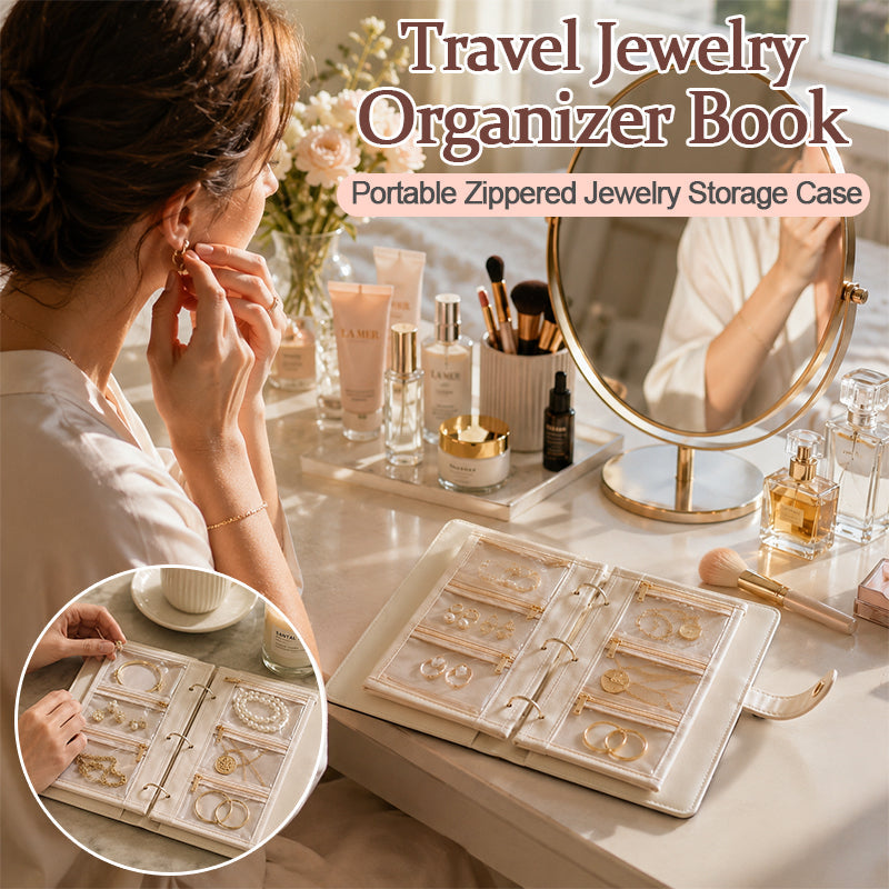 Travel Jewelry Organizer Book – Portable Zippered Jewelry Storage Case