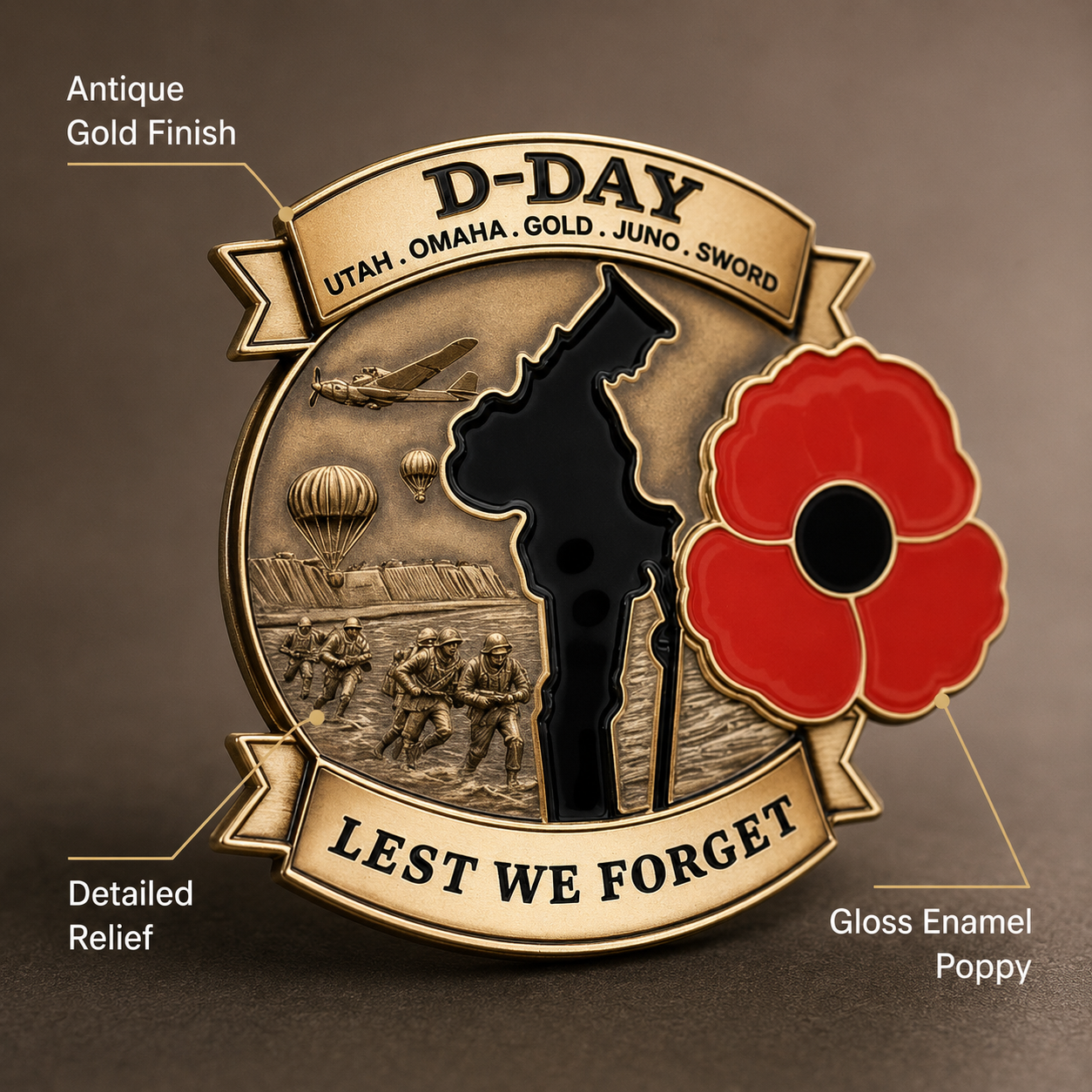 Honor Their Sacrifice 🌹 80th Anniversary Commemorative Brooch