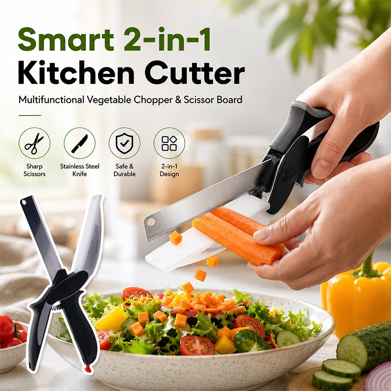 Smart 2-in-1 Kitchen Cutter: Multifunctional Vegetable Chopper & Scissor Board