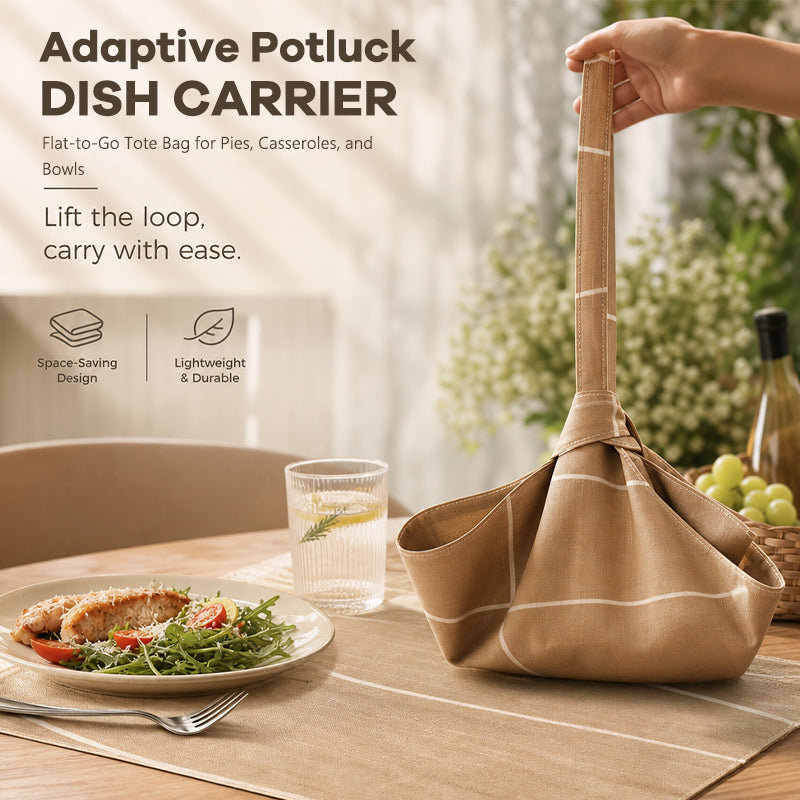 Adaptive Potluck Dish Carrier Flat-to-Go Tote Bag for Pies Casseroles & Bowls