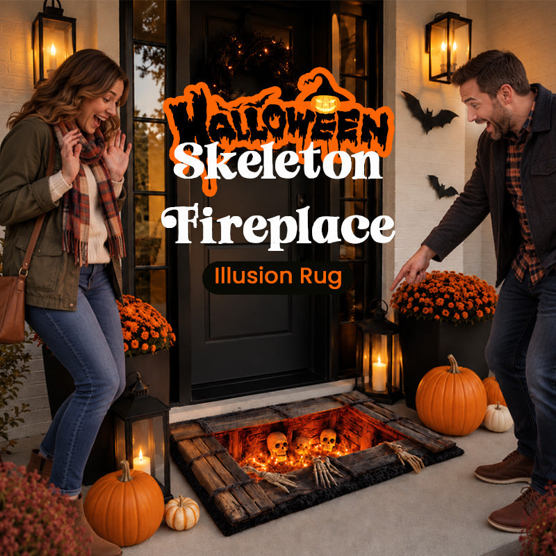 Halloween Skeleton Fireplace Rug