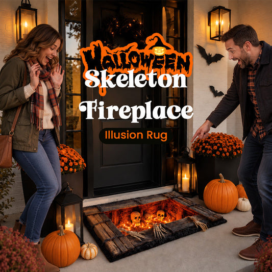 Halloween Skeleton Fireplace Rug