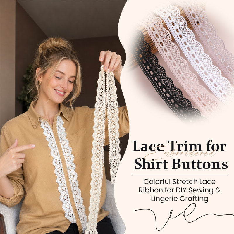 Elastic Embroidered Lace Trim for Shirt Button Decor, Colorful Stretch Lace Ribbon for DIY Sewing & Lingerie Crafts