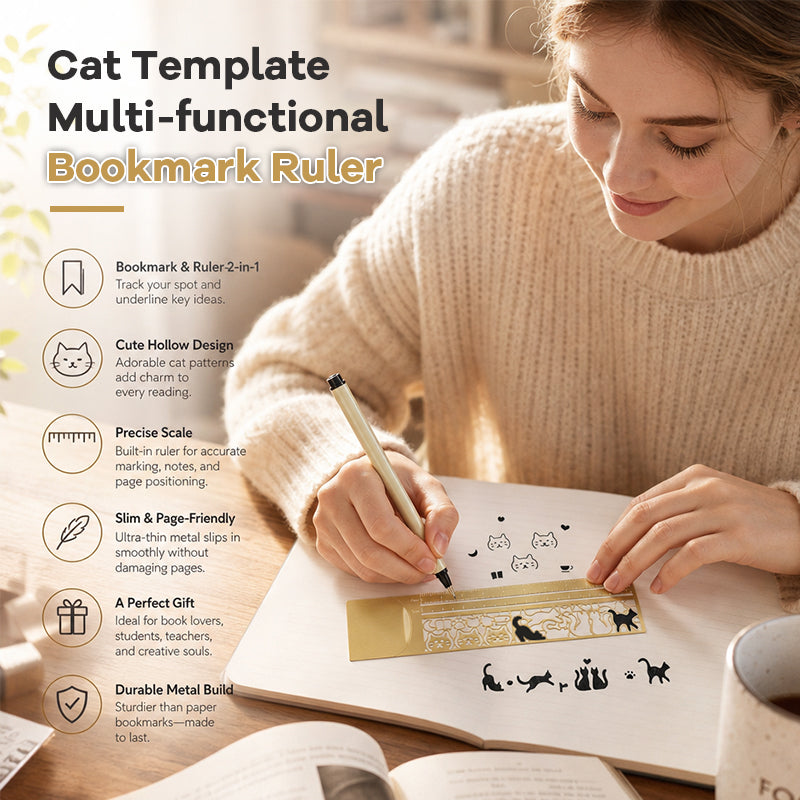 Cat Template Multi-functional Bookmark Ruler