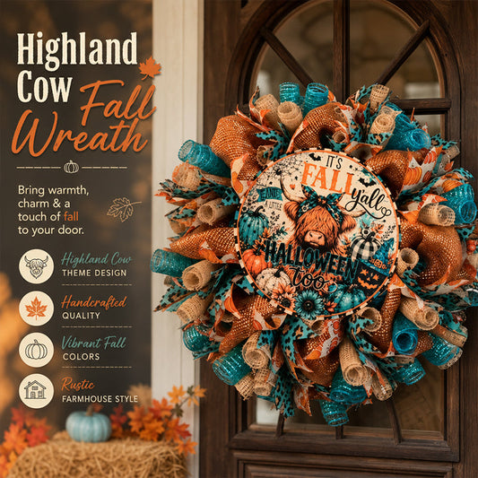 🍂 Fall/Halloween Highland Cow Wreath
