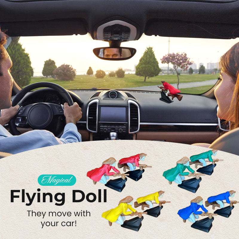 🚗Fantasy Car Decor – 🧙‍♀️Witch and Wizard Broomstick Dashboard Drift Ornaments✨