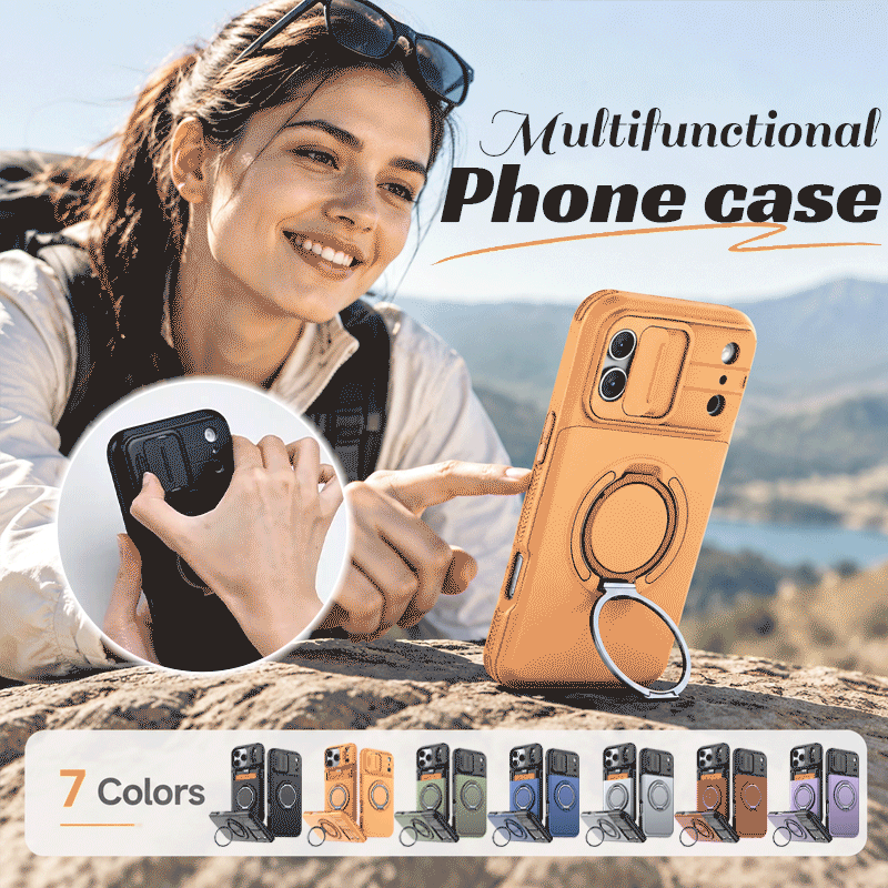iPhone 18 Pro Case with Card Slot & 360° Ring Stand