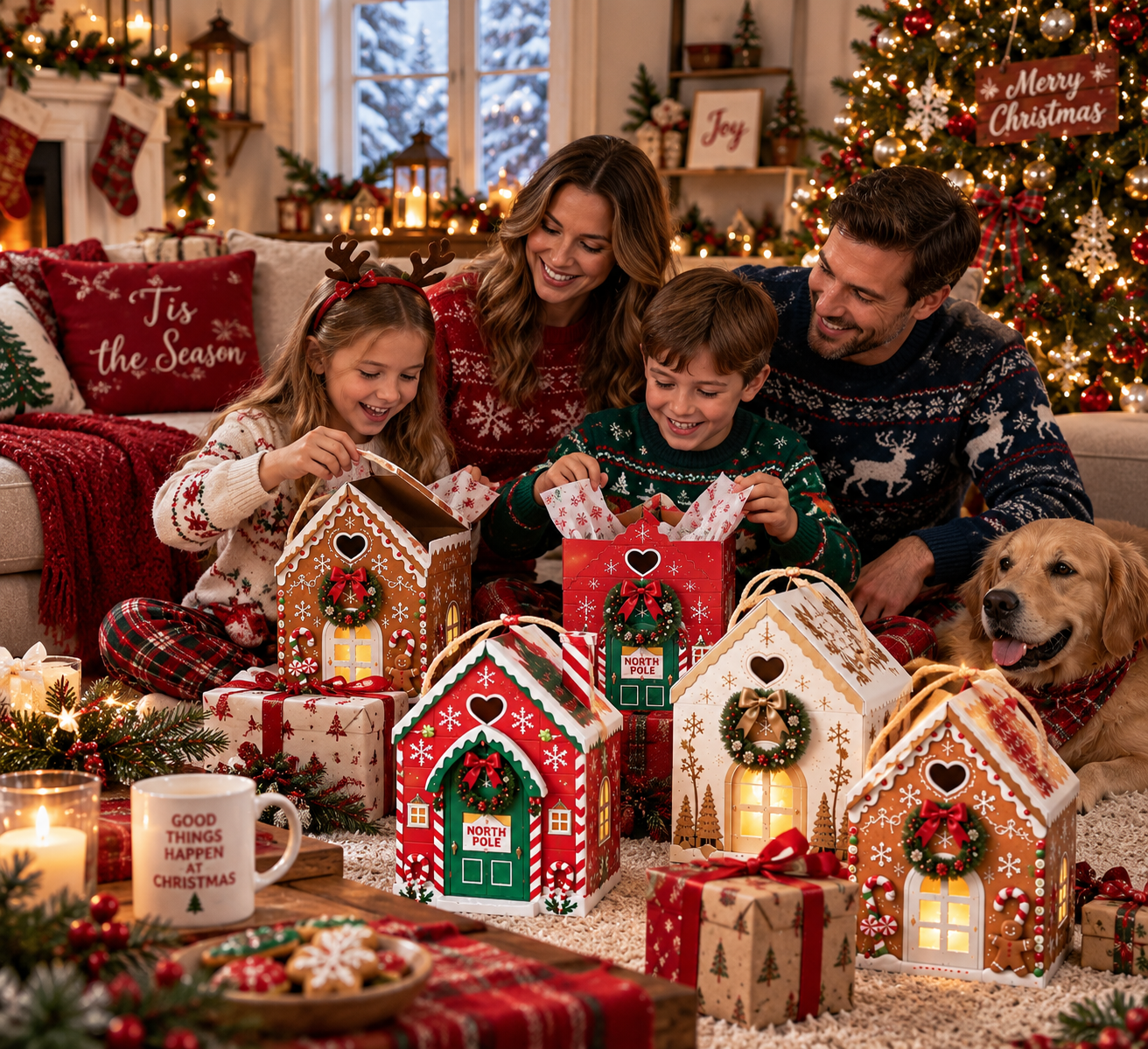 Christmas Magic House Gift Box – Creative 3D Handheld Holiday Gift Packaging