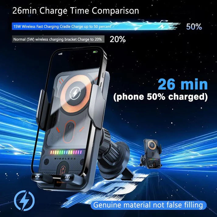 ✨2-in-1 Smart Car Phone Holder With Swivel Function And Wireless Charger