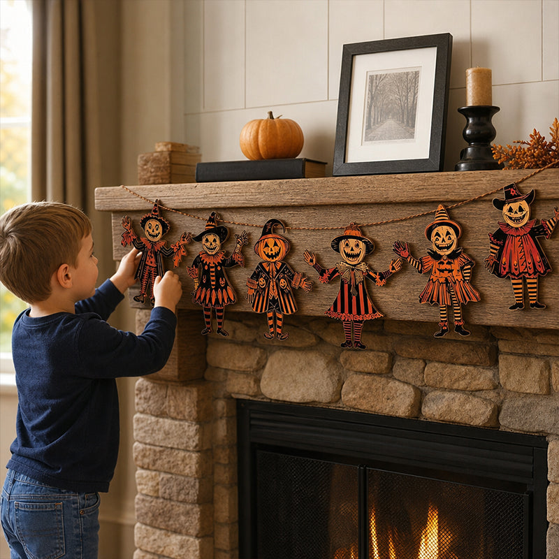 Vintage Halloween Wooden Wall Hanging Set