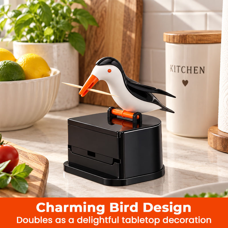 Bird Push-Button Automatic Toothpick Dispenser – Creative Desktop Toothpick Holder