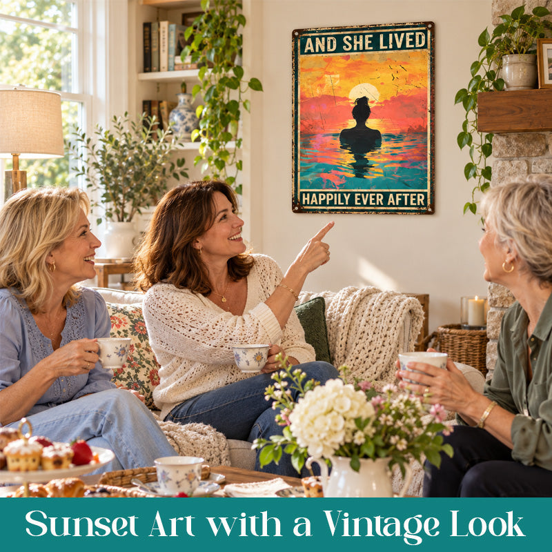 Vintage Sunset Aesthetic Art Sign