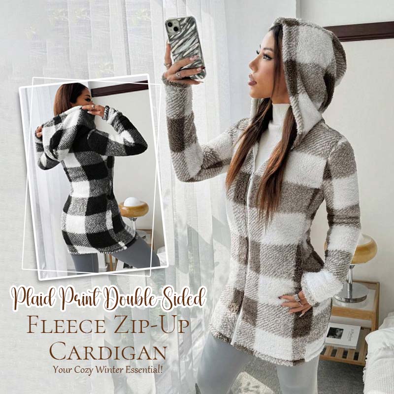 🍂 Classic Plaid, Cozy Long-Line Coverage | Women's Zip-Up Hooded Jacket