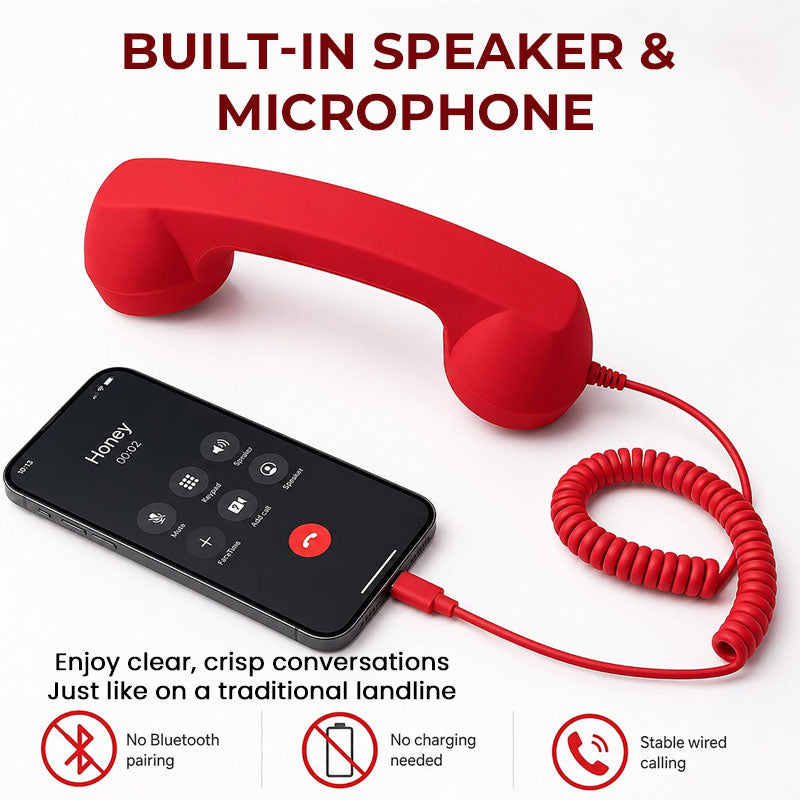 Retro Telephone Handset for Type-C Phones