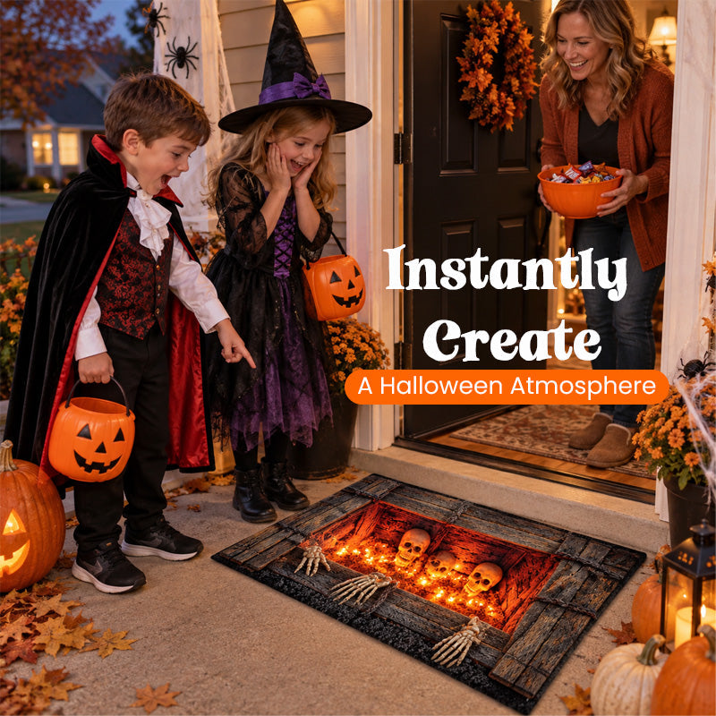 Halloween Skeleton Fireplace Rug