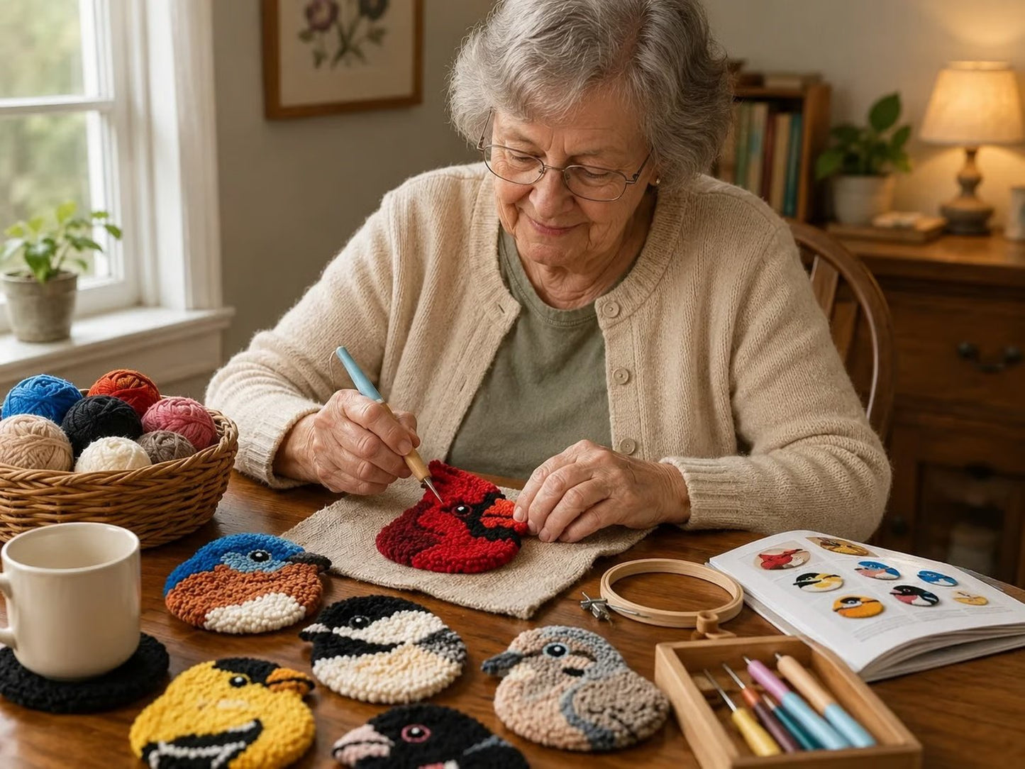 🐦🧶DIY Bird Coasters Punch Needle Kit☕