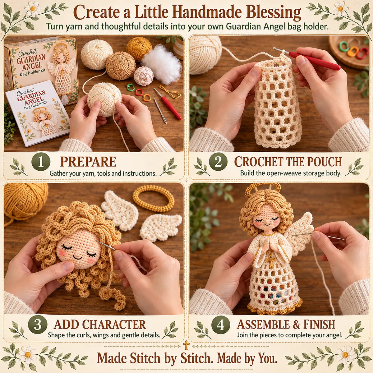 🧶 Beginner-Friendly Blessed Home Crochet Bag Holder DIY Kit ✝️