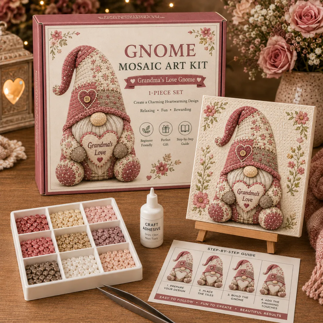 🧩 Gnome Mosaic Art Kit – Create Your Own Charming Handmade Masterpiece