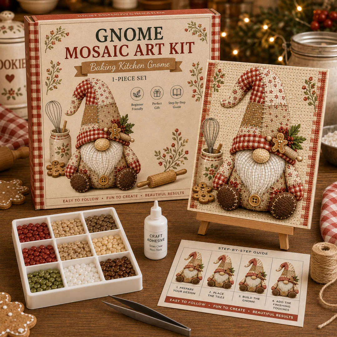 🧩 Gnome Mosaic Art Kit – Create Your Own Charming Handmade Masterpiece