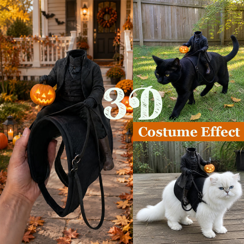 Headless Horseman Cat Costume – Spooky 3D Horse Riding Illusion