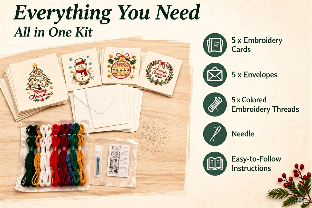 🌲Christmas Hand Embroidery Card DIY Kit | Stitch Your Way Into the Christmas Spirit ✨ 🎁