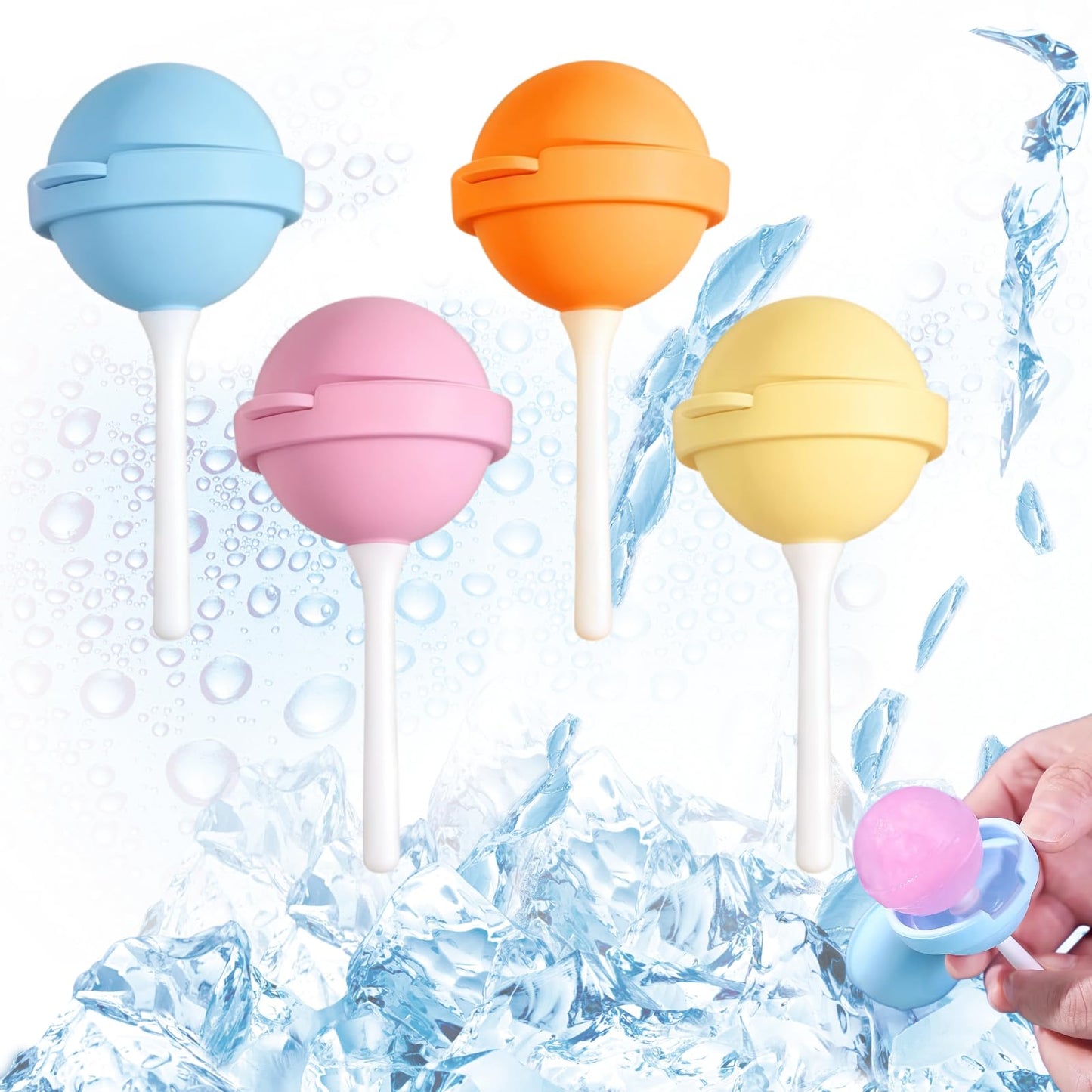 Silicone Lollipop Popsicle Molds, Reusable Ice Pop Maker for Kids DIY Juice Yogurt Frozen Treats